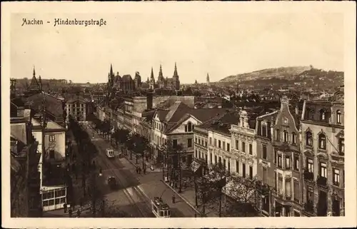 Ak Aachen in Nordrhein Westfalen, Hindenburgstraße, Straßenbahn