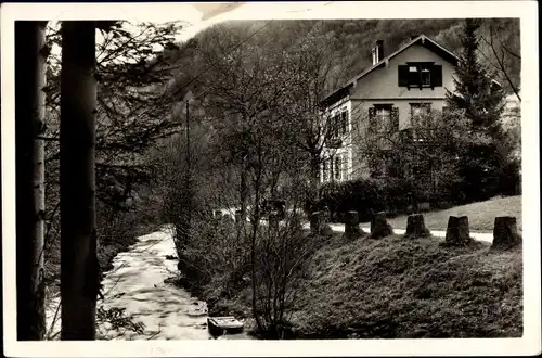 Ak Maisach Oppenau im Schwarzwald, Hotel, Pension u. Cafe Schloss-Brücke, Winter