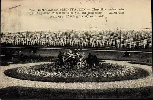 Ak Romagne sous Montfaucon Lothringen Meuse, Cimetiere americain de l'Argonne, vue du cote ouest
