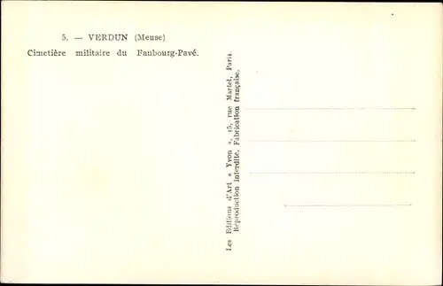 Ak Verdun Meuse, vue du Cimetière militaire du Faubourg Pavé