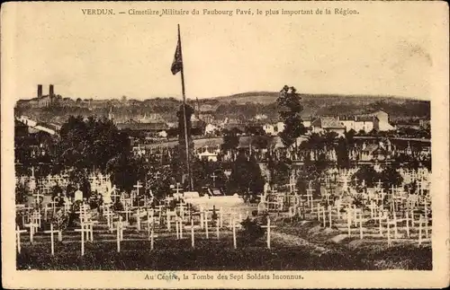Ak Verdun Meuse, Cimetiere Militaire de Faubourg Pave, le plus important de la Region