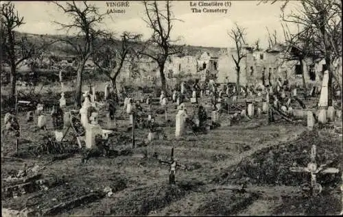 Ak Vingré Aisne, Le Cimetiere