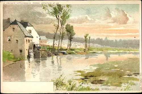 Künstler Litho Ranot, F., Lacuisine Florenville Wallonien Luxemburg, La Semoy, Wassermühle