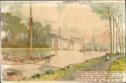 Künstler Ak Vilvorde Flämisch Brabant, Le Bief de 3 Fontaines