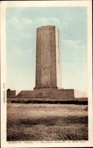 Ak Somme Py Sommepy Tahure Marne, Monument americian du Blanc-Mont