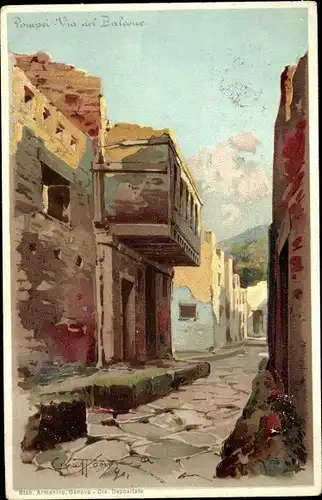 Künstler Ak Pompei Campania, Via del Balcone