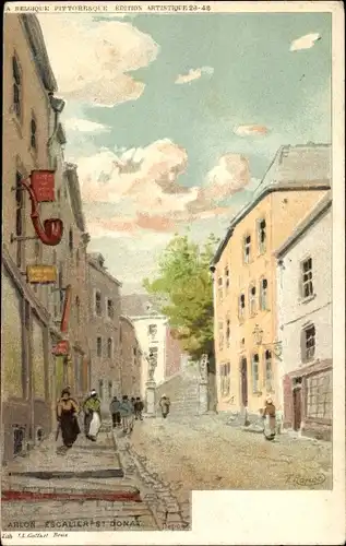 Künstler Litho Arlon Arel Wallonien Luxemburg, Escalier St. Donat