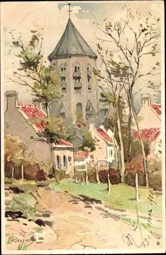 Künstler Litho Coenraets, F., Knokke Knocke Westflandern, Kirche
