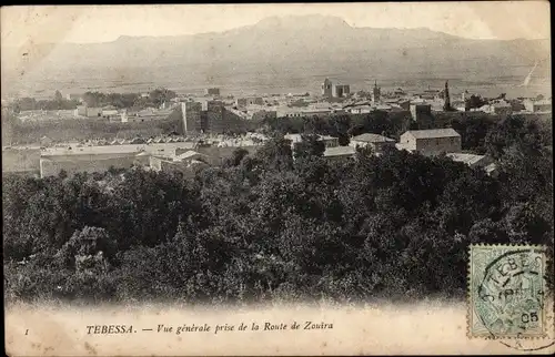 Ak Tébessa Algerien, Vue generale prise de la Route de Zouira