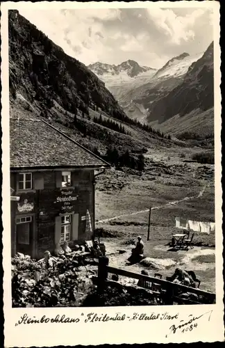 Ak Floitental Floitengrund in Tirol, Steinbockhaus