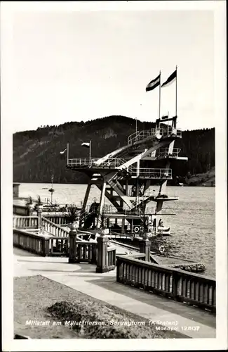 Ak Millstatt am See Kärnten, Freibad, Sprungturm