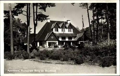 Ak Apeldoorn Gelderland, Restaurant Berg en Boschbad