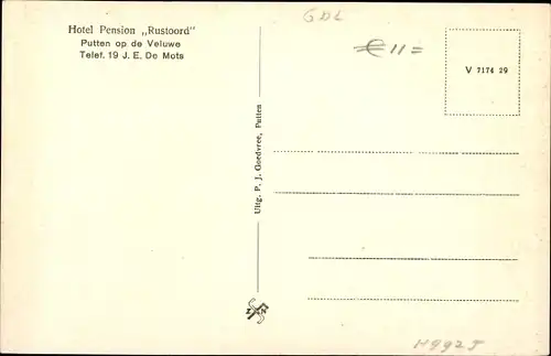 Ak Putten Gelderland, Hotel Pension Rustoord