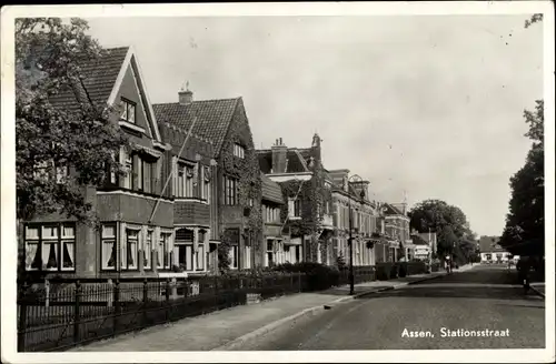 Ak Assen Drenthe Niederlande, Stationsstraat