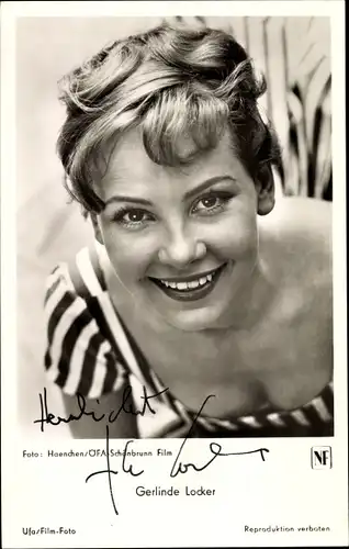 Ak Schauspielerin Gerlinde Locker, Portrait, UFA Film, Autogramm