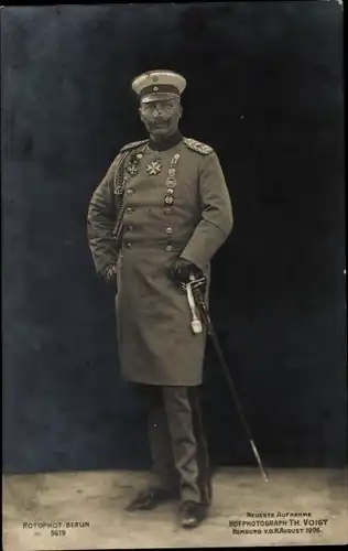 Ak Kaiser Wilhelm II. in Uniform, Mantel, Orden