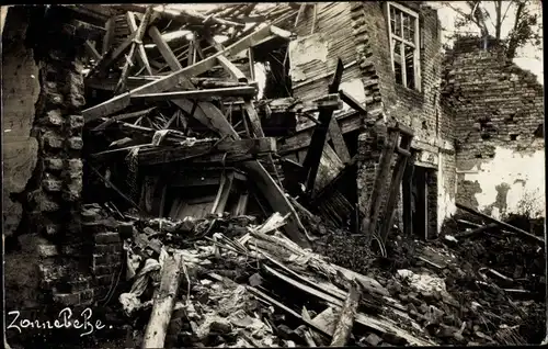 Foto Ak Zandvoorde Zonnebeke Westflandern, Kriegszerstörung 1. WK