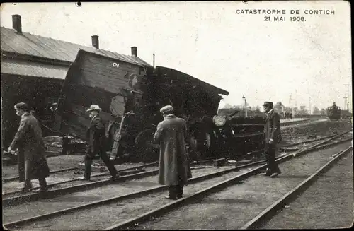 Ak Contich Kontich Flandern Antwerpen, Catastrophe 1918, Verkehrsunfall, Eisenbahn