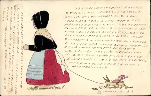 Künstler Ak Mädchen in niederländischer Tracht, Spielzeug