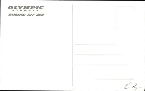 Ak Griechisches Passagierflugzeug, Olympic Airways, Boeing 727 200