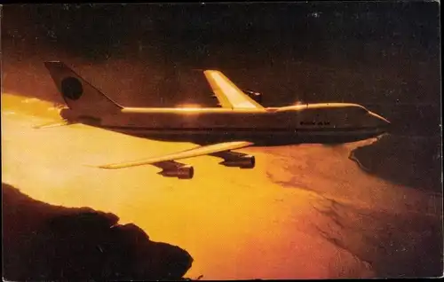 Ak Pan Am's Boeing 747, Turbinenluftstrahlverkehrsflugzeug, Sonnenuntergang