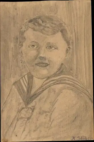 Handgemalt Künstler Ak Stöber, K., Kinderportrait, Junge im Matrosenhemd