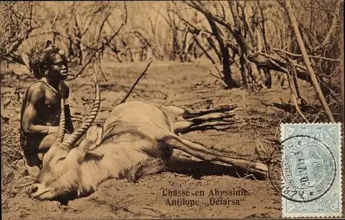 Ak Abbesinien Äthiopien, Chasse en Abyssinie, Antilope Defarsa