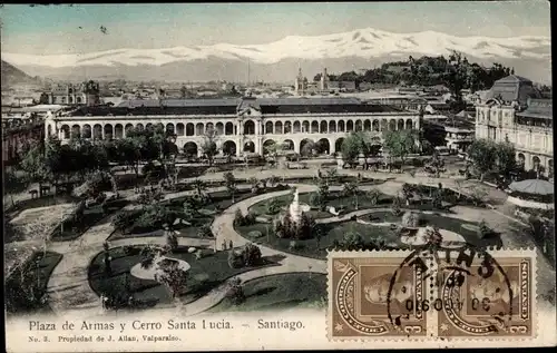 Ak Santiago de Chile, Plaza de Armas y Cerro Santa Lucia