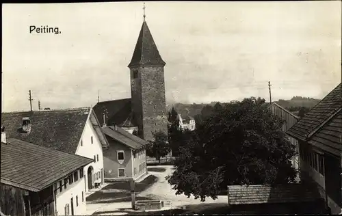 Ak Peiting in Oberbayern, Ortsansicht, Kirche