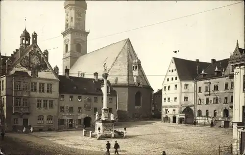 Foto Ak Freising in Oberbayern, Stadtpartie, Denkmal, Geschäft von Philipp Stauber