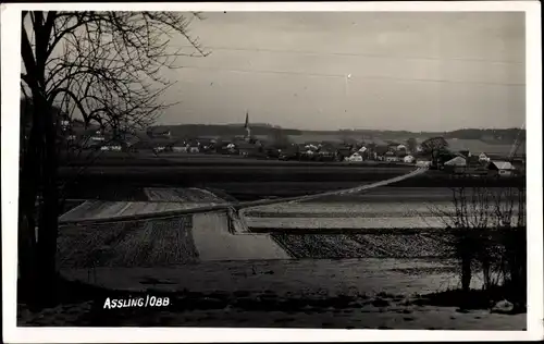 Ak Aßling in Oberbayern, Blick auf die Stadt und Felder