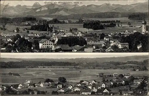 Ak Grafing bei München Oberbayern, Totalansicht mit Wendelstein