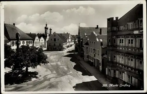 Ak Grafing bei München Oberbayern, Stadtansicht, Denkmal, Platz