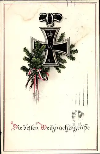 Ak Glückwunsch Weihnachten, Tannenzweige, Eisernes Kreuz