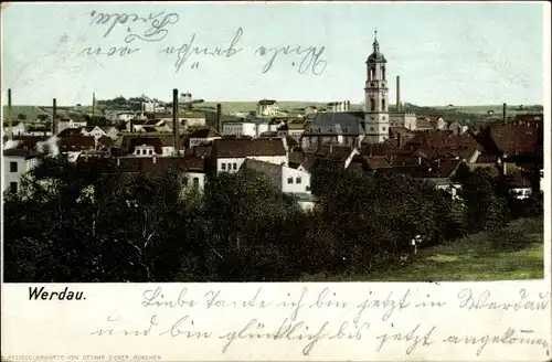 Ak Werdau in Sachsen, Panorama vom Ort