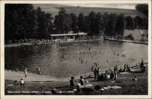 Ak Warmbad Wolkenstein in Sachsen, Schwimmbad
