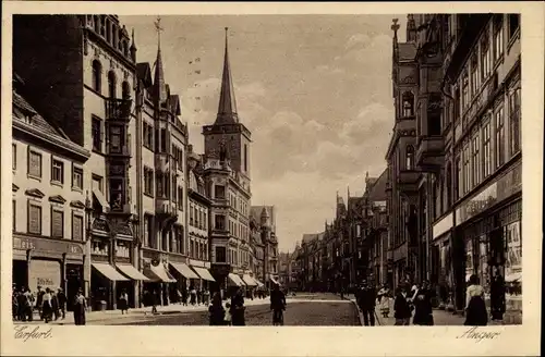 Ak Erfurt in Thüringen, Straßenpartie am Anger, Geschäfte, Passanten