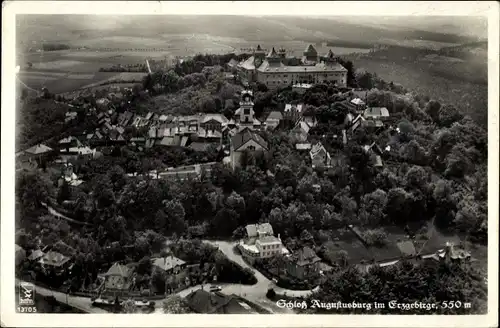Ak Augustusburg im Erzgebirge, Schloss Augustusburg, Luftaufnahme