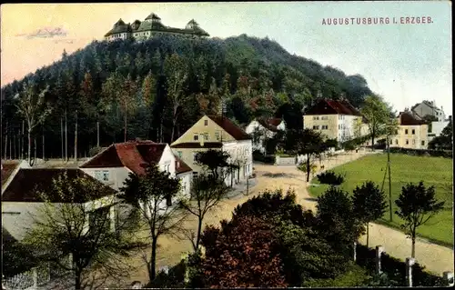 Ak Augustusburg Erzgebirge, Schloss, Wohnhäuser