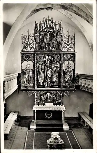 Ak Ehrenfriedersdorf Erzgebirge, Stadtpfarrkirche St. Niklas, Gotischer Hochaltar