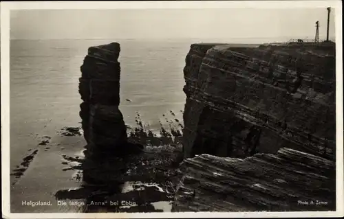 Ak Nordseeinsel Helgoland, Die lange Anna bei Ebbe