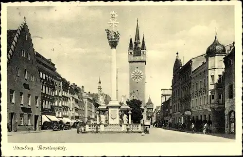 Ak Straubing an der Donau Niederbayern, Theresienplatz