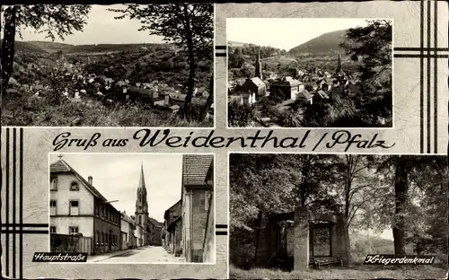 Ak Weidenthal in der Pfalz, Hauptstraße, Kriegerdenkmal, Panorama