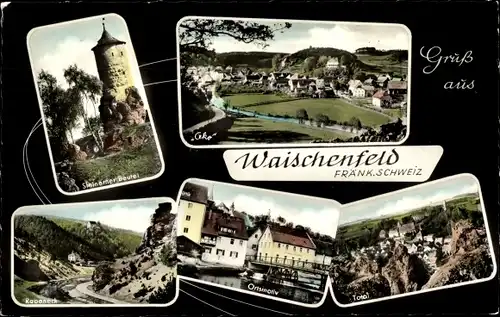 Ak Waischenfeld in der Fränkischen Schweiz, Steinerner Beutel, Rabeneck, Panorama