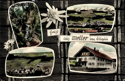 Ak Weiler Simmerberg im Allgäu, Edelweiß, Panorama, Haus