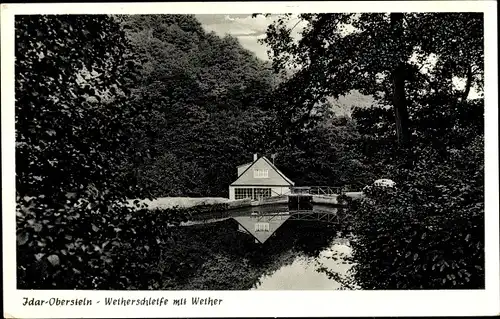 Ak Idar Oberstein an der Nahe, Weiherschleife mit Weiher