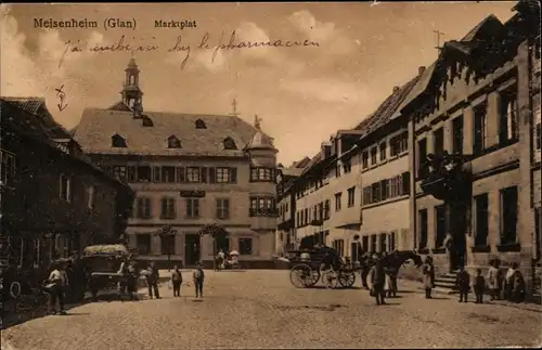 Ak Meisenheim am Glan Pfalz, Marktplatz, Kutsche