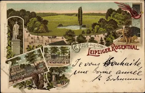 Litho Leipzig in Sachsen, Rosenthal, Parkanlagen, Denkmal