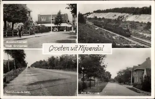 Ak Nijverdal Overijssel Niederlande, Rijssenschestraat Hoek Grotestraat, Spoorravijn, Piet Heijnweg