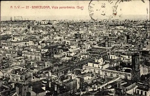 Ak Barcelona Katalonien Spanien, Vista panoramica
